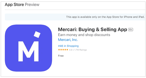 App store ratings of Mercari