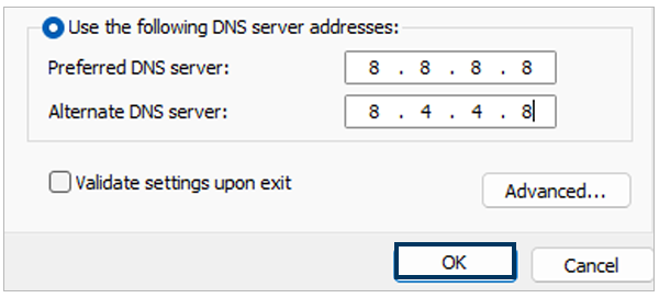 Google’s DNS code on Windows 