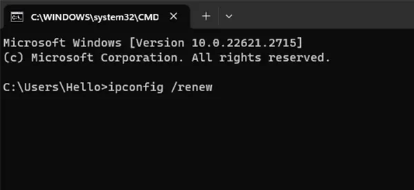 IP address renew prompt on Windows 11