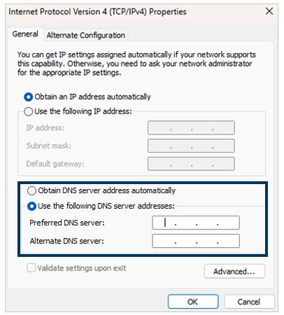 Manual DNS server on Windows 