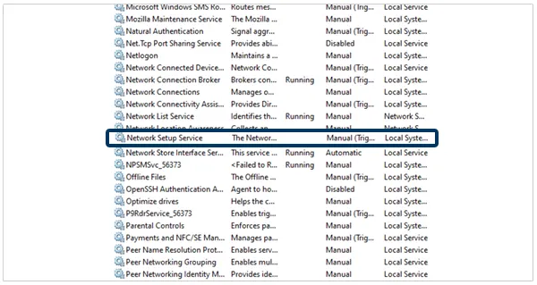 Network Setup Services on Windows 