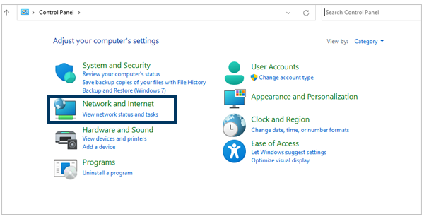 Network and Internet settings on Windows 11