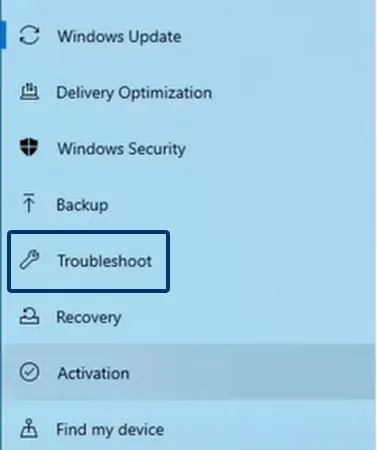 Troubleshoot option in Windows 10