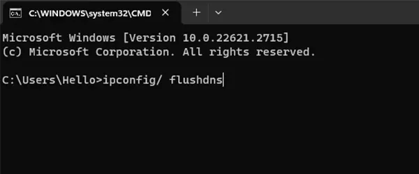 flushdns prompt on Windows 