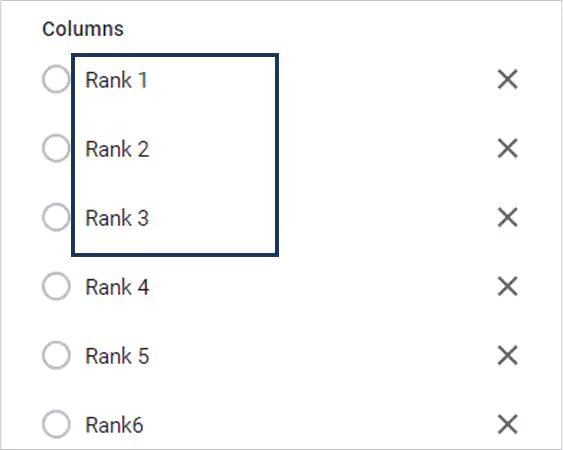 Add the ranks in the column section