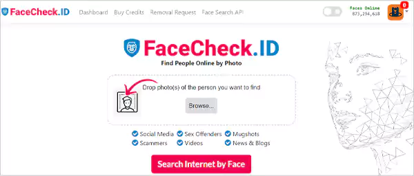 FaceCheck ID home page