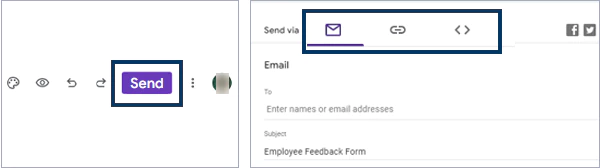Hit the send then Choose one option to share your form