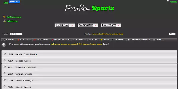 Homepage of FirstRowSports