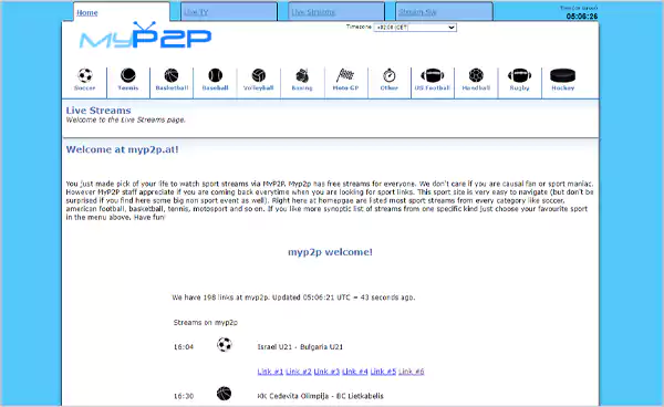 Homepage of MyP2P