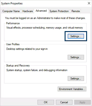 Select Settings c