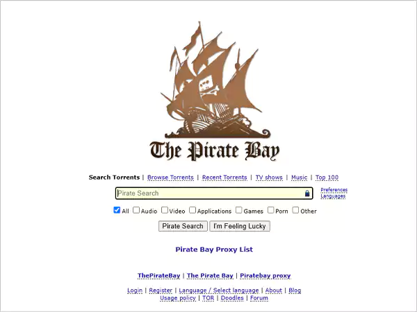 PiratBay Homepage